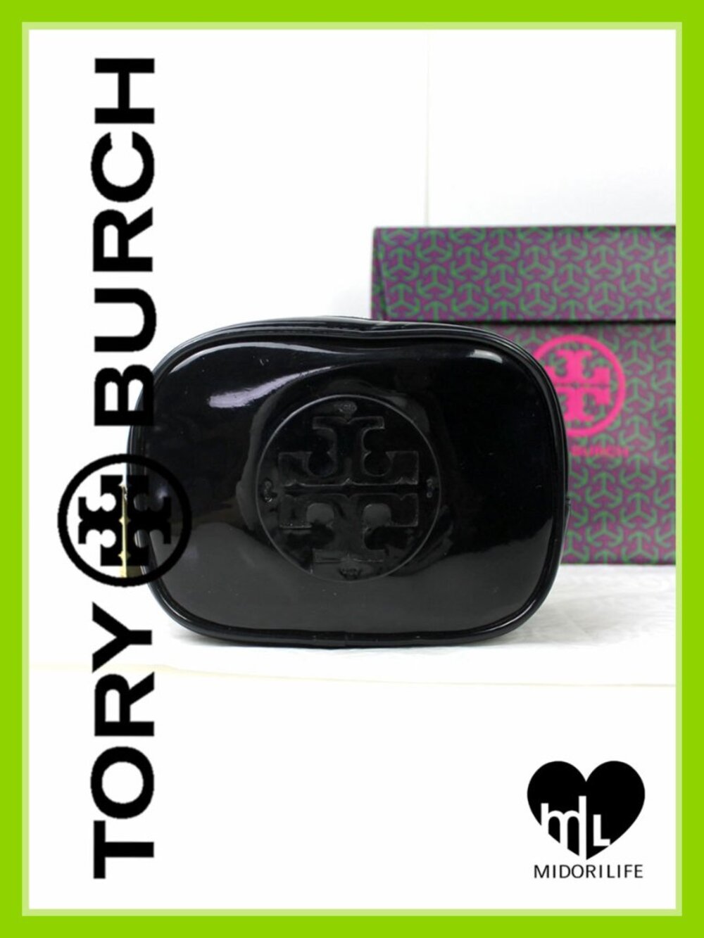 TORY BURCH Patent Leather Mini Miller Cosmetic Case